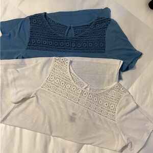BUNDLE 2 Old Navy Tops, Knit Short Sleeve Shirts, Size SP, Blue, White